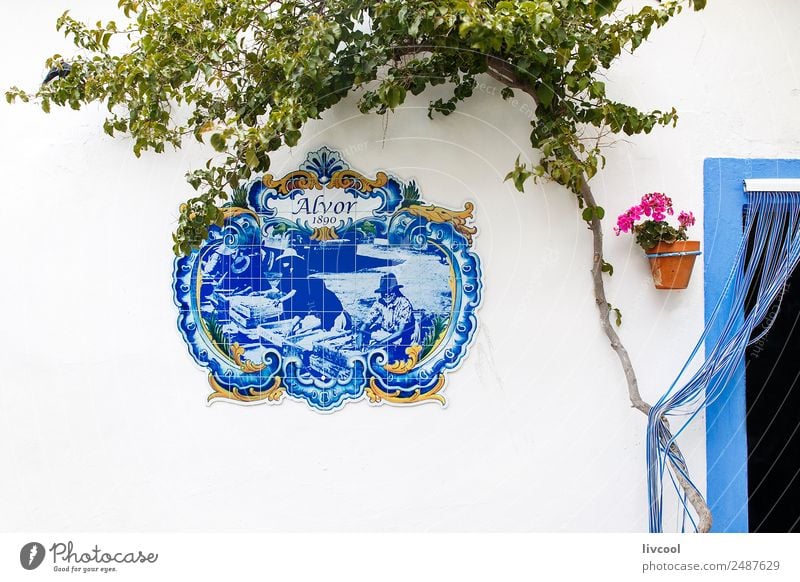 Restaurant facade in Alvor, Portugal Vacation & Travel Tourism Trip House (Residential Structure) Decoration Art Work of art Tree Flower Village Small Town