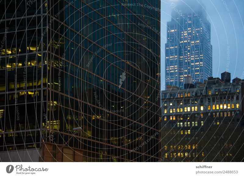 Empire State Builing Empire State building Manhattan New York City Famous building Architecture downtown blue hour Fog urban citylights at night Evening