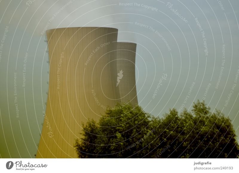 NUCLEAR POWER PLANT Economy Energy industry Nuclear Power Plant Environment Nature Sky Tree Bushes Threat Colour photo Subdued colour Exterior shot Deserted