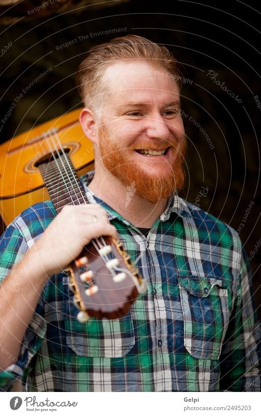 red haired man Leisure and hobbies Playing House (Residential Structure) Entertainment Music Human being Man Adults Musician Guitar Red-haired Moustache