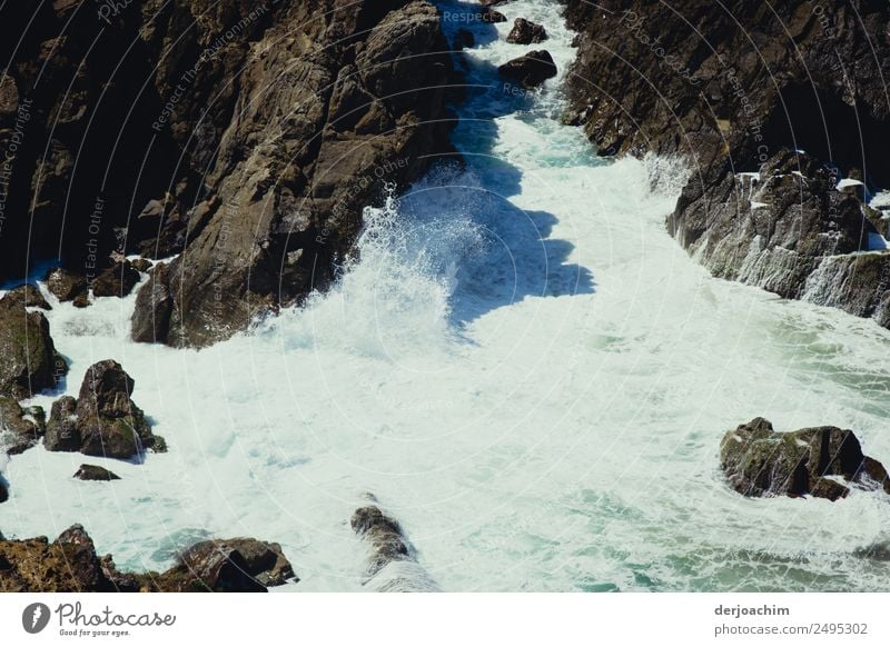 Thriller / crime scene ? // Foaming surf between high rocks. Exotic Relaxation Trip Summer Ocean Waves Elements Water Sun Beautiful weather coast