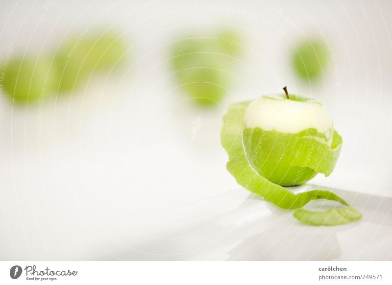 apples end Food Fruit Green White Apple Delicious Fresh Healthy Molt Sheath Colour photo Multicoloured Interior shot Detail Deserted Copy Space left