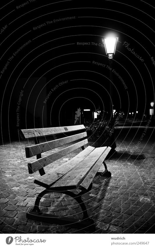 "Is there a vacancy?" Tourism Summer Night life Relaxation Gstaad Switzerland Village Deserted Pedestrian precinct Park bench Street lighting Wood Threat Dark