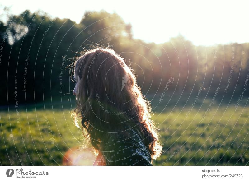 summer stuff Human being Young woman Youth (Young adults) Hair and hairstyles Red-haired Long-haired Curl Warm-heartedness Sympathy Romance Goodness Humanity