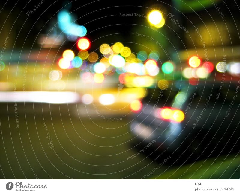 city lights Town Downtown Deserted Transport Traffic infrastructure Road traffic Motoring Street Traffic light Vehicle Car Driving Illuminate Colour photo