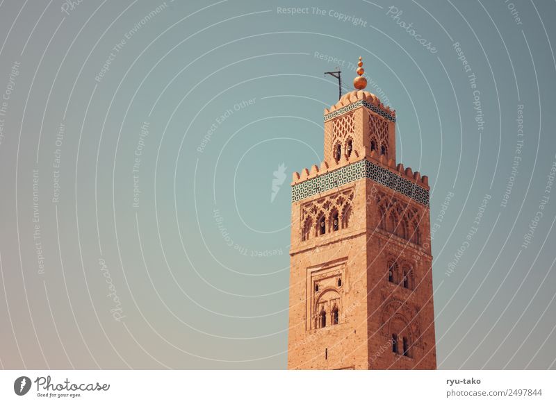 Koutoubia Mosque Marrakesh Morocco Town Old town Tower Tourist Attraction Landmark Esthetic Gigantic Beautiful Religion and faith Minaret Prayer Colour photo