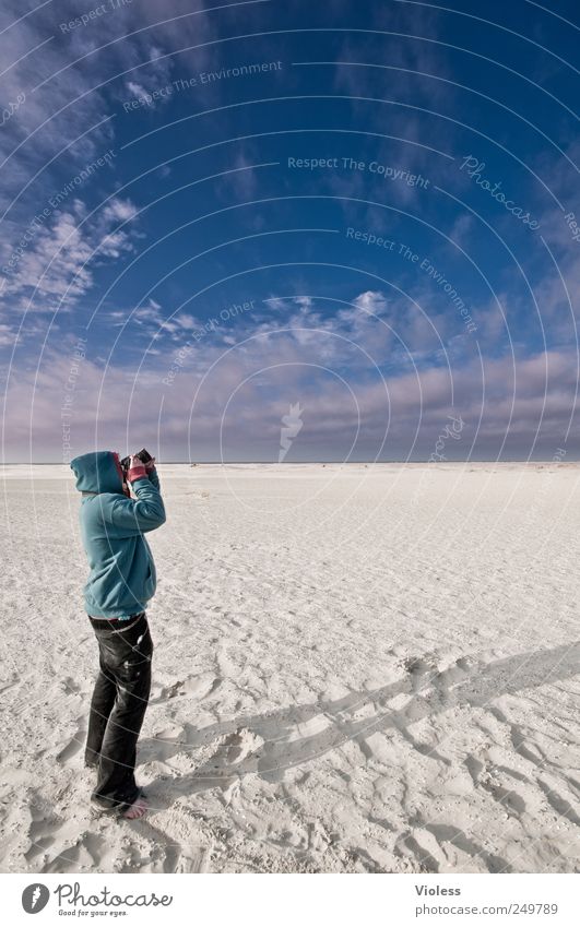 Spiekeroog ...sky-catcher. 1 Human being Nature Landscape Sand Sky Clouds Beach North Sea Island Discover Take a photo fine sand Photographer Colour photo