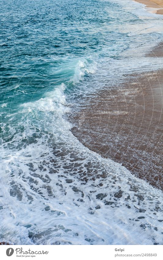 Foamed blue waves Relaxation Vacation & Travel Tourism Summer Sun Beach Ocean Nature Sand Horizon Weather Coast Glittering Hot Wet Natural Blue Yellow White