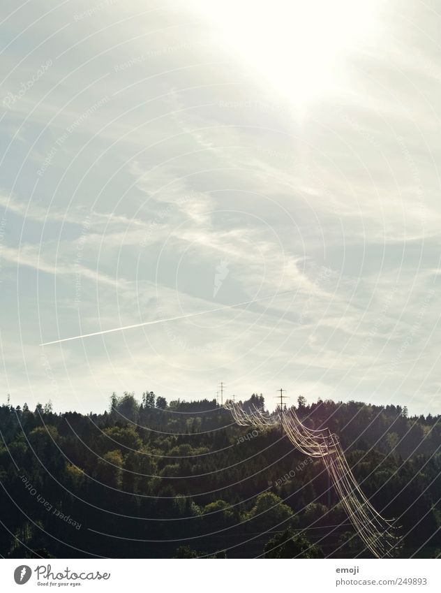 stream Nature Sky Summer Forest Natural Electricity Electricity pylon Electrical wire High voltage power line Industrial Colour photo Exterior shot Deserted