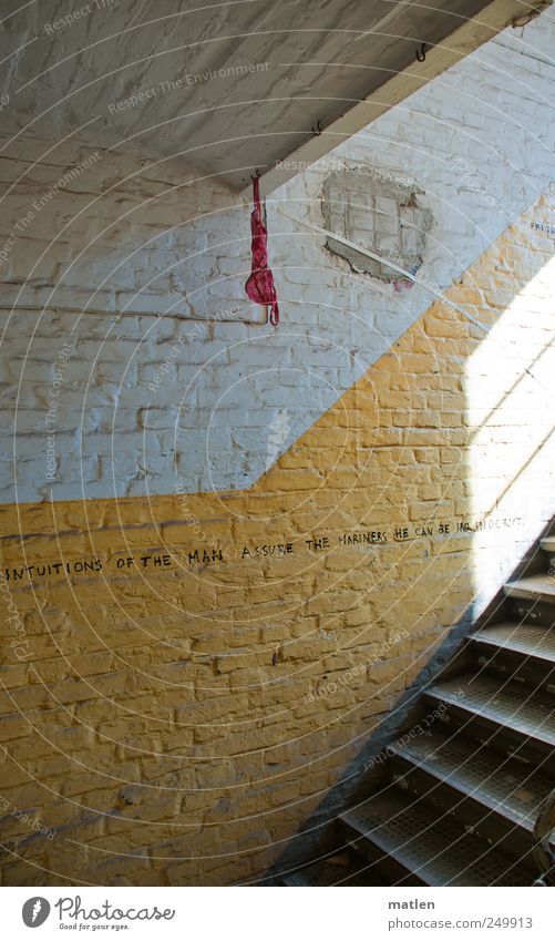 more tact Deserted House (Residential Structure) Factory Wall (barrier) Wall (building) Underwear Stone Metal Hang Intuition Bra "Stairs Stairwell "Yellow