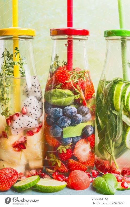 Infused Water Selection Beverage Cold drink Drinking water Lemonade Style Design Healthy Health care Healthy Eating Fitness Summer Sense of taste Fruit Berries