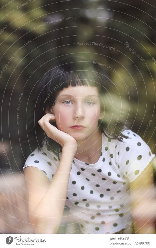 0815-Leck-me-dick-butt mood | Portrait at the window Young woman Youth (Young adults) Life Human being 8 - 13 years Child Infancy 13 - 18 years Black-haired