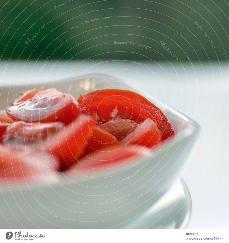 Side dish with grilled meat Food Vegetable Lettuce Salad Nutrition Picnic Vegetarian diet Green Red Tomato Tomato salad Plate Summer Juicy Exterior shot