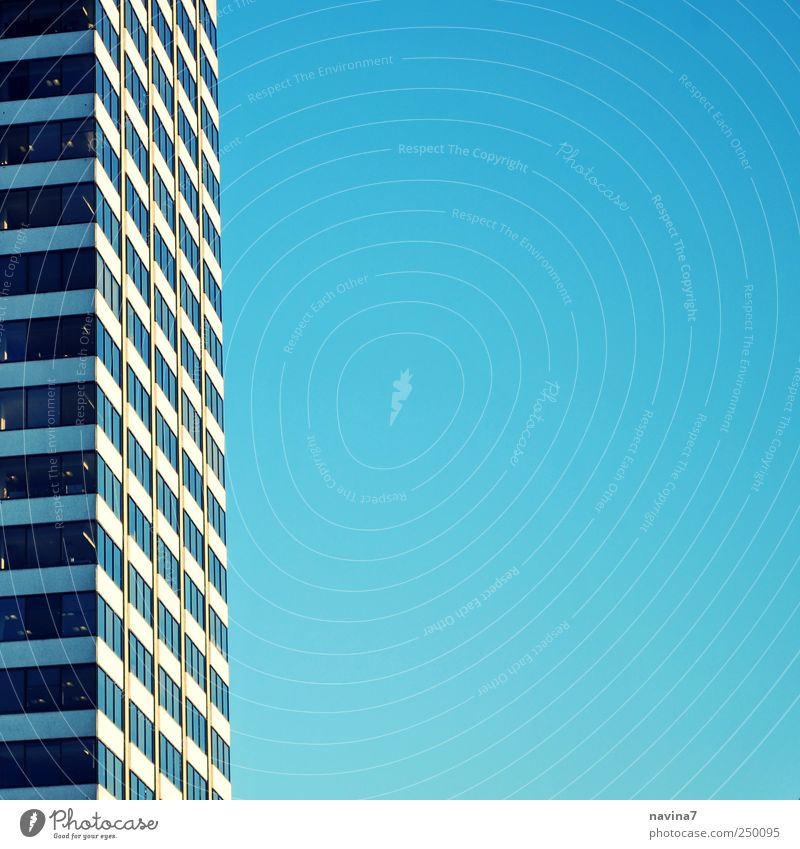 So close to heaven Downtown Skyline Deserted High-rise Bank building Building Architecture Modern Blue Growth Living or residing Colour photo Exterior shot