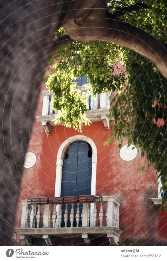 View next door Old town Deserted House (Residential Structure) Building Wall (barrier) Wall (building) Facade Balcony Monument Red Blue Tree Historic