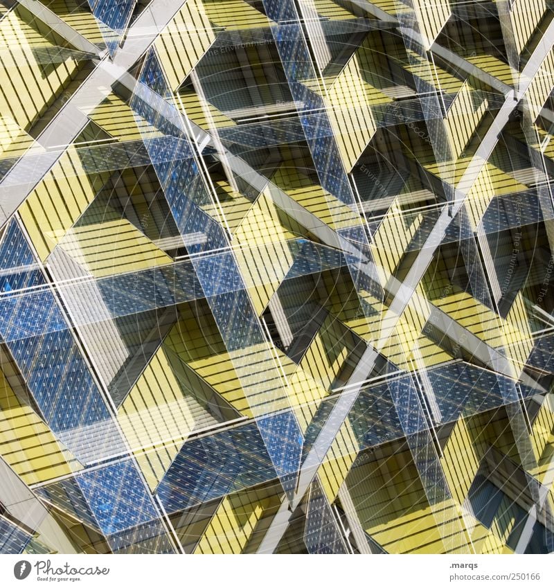 solar Style Design Advancement Future High-tech Solar Power Solar cell Facade Line Exceptional Uniqueness Crazy Blue Yellow Colour Innovative Perspective