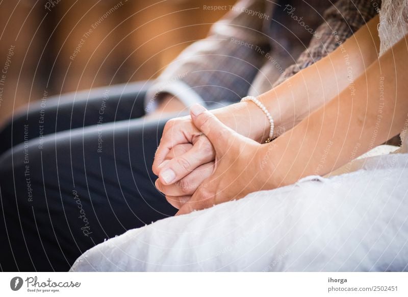 hands intertwined wedding couple on wedding day Beautiful Feasts & Celebrations Wedding Young woman Youth (Young adults) Young man Woman Adults Man Couple