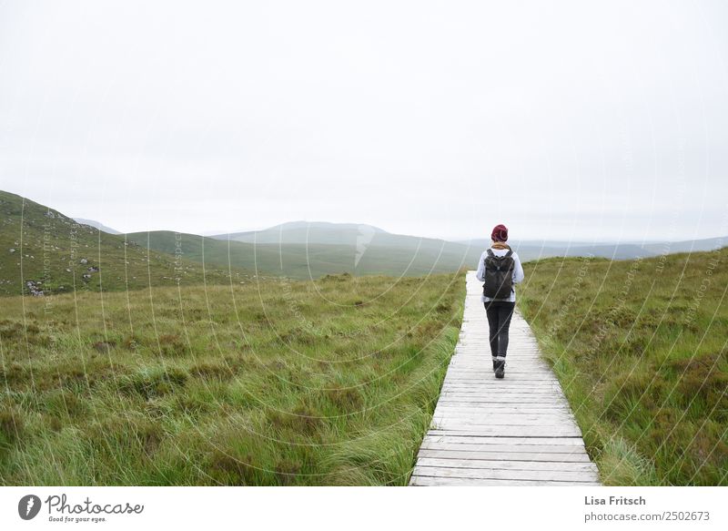 path, Connemara National Park Ireland, walk Vacation & Travel Tourism Trip Young woman Youth (Young adults) 1 Human being 18 - 30 years Adults Environment