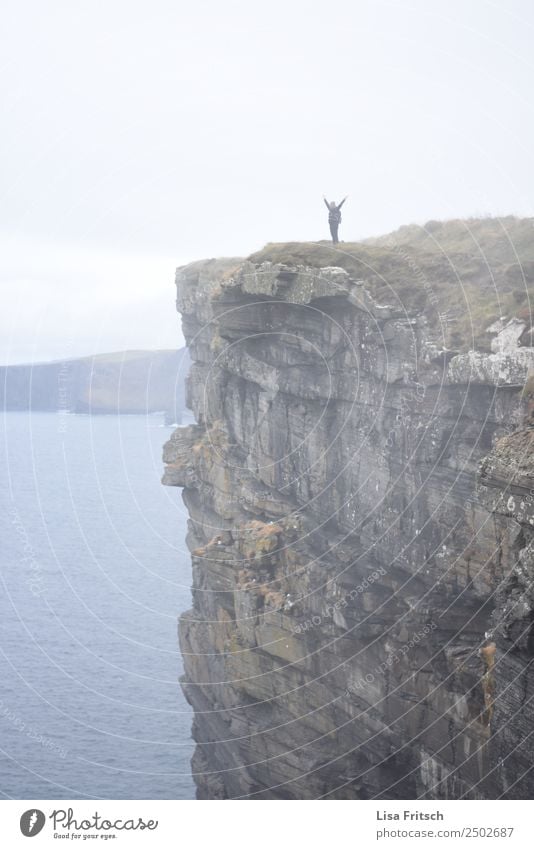 Yeih. Cliffs of Moher Vacation & Travel Trip Adventure Freedom Sightseeing 1 Human being Nature Sky Fog Rock Coast Ireland Movement Happiness Infinity Positive