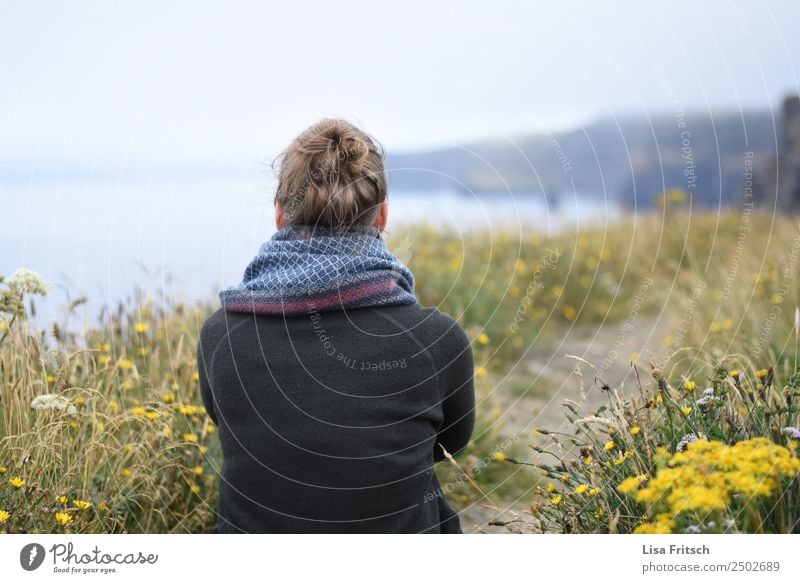 Way, woman, sitting, in front of Cliffs of Moher Vacation & Travel Tourism Trip Sightseeing Woman Adults 1 Human being 18 - 30 years Youth (Young adults)