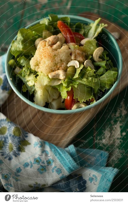 dinner Salad Lettuce Salad leaf Cauliflower Pepper Cashew nut Food Colour photo Nutrition Vegetarian diet Organic produce Diet Healthy Eating Vegan diet Fresh