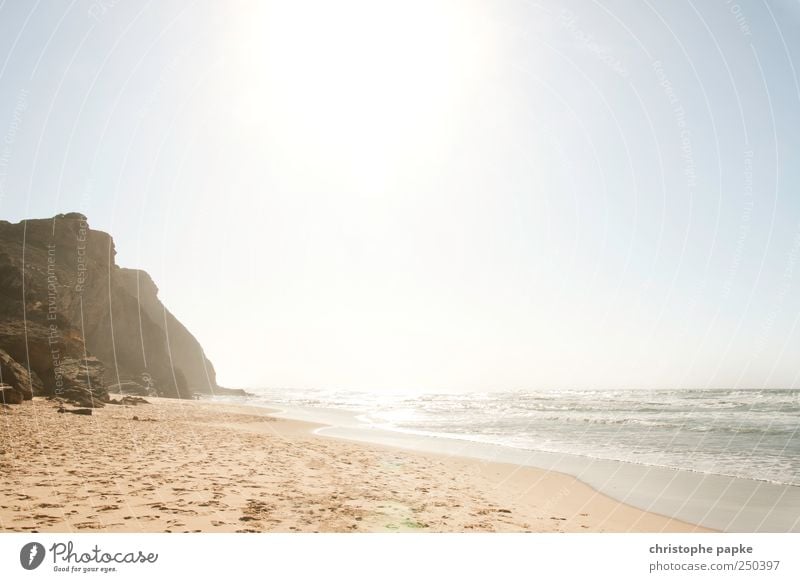 Praia de Monte Clèrigo Vacation & Travel Summer Summer vacation Sun Beach Ocean Waves Rock Coast Bay Hot Portugal Atlantic Ocean Algarve Colour photo