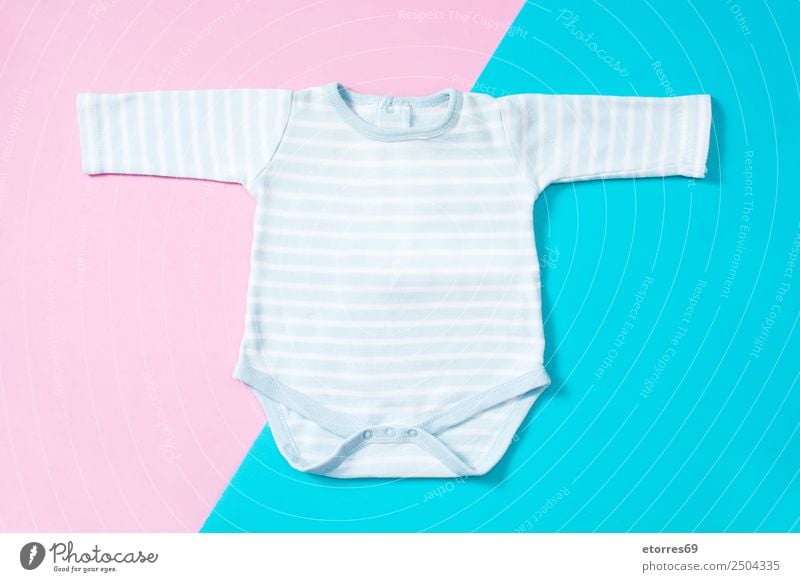 Blue and white striped baby romper Fashion Cloth Pink White Baby Child Striped Mock-up Newborn Cotton Colour photo Multicoloured Studio shot Bird's-eye view