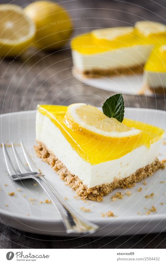 Lemon pie slice on wooden table Food Healthy Eating Food photograph Vegetable Fruit Baked goods Cake Dessert Candy Nutrition Vegetarian diet Fork Stone Yellow