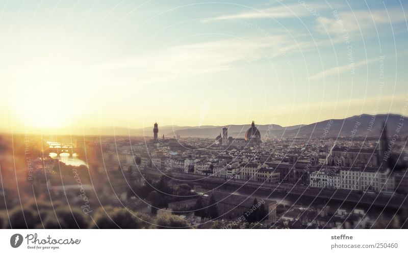 Firenze Sky Sunrise Sunset Sunlight Beautiful weather River Arno Florence Tuscany Italy Town Old town Skyline House (Residential Structure) Church Dome