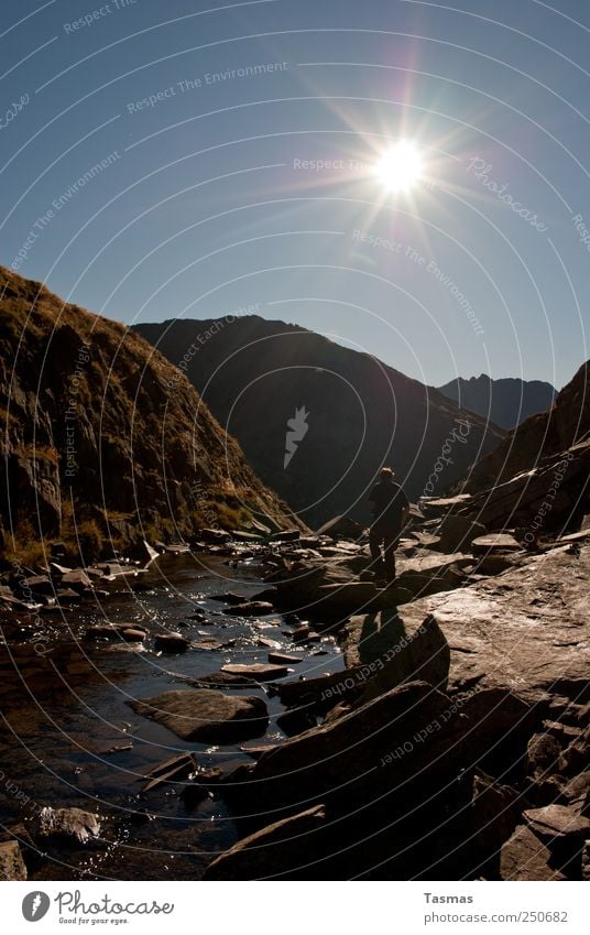 (Don't) Look Back Into The Sun Vacation & Travel Summer Mountain Hiking Human being Man Adults Nature Landscape Plant Animal Water Beautiful weather Rock Alps