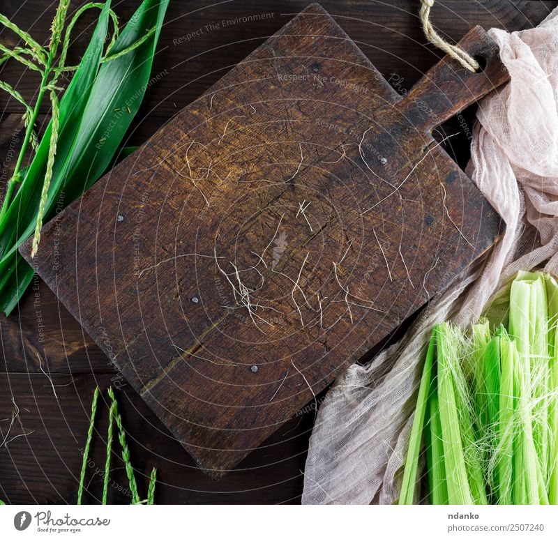 wooden kitchen cutting board Chopping board Design Kitchen Leaf Wood Old Dark Natural Retro Brown Green background cooking vintage chopping Consistency Surface