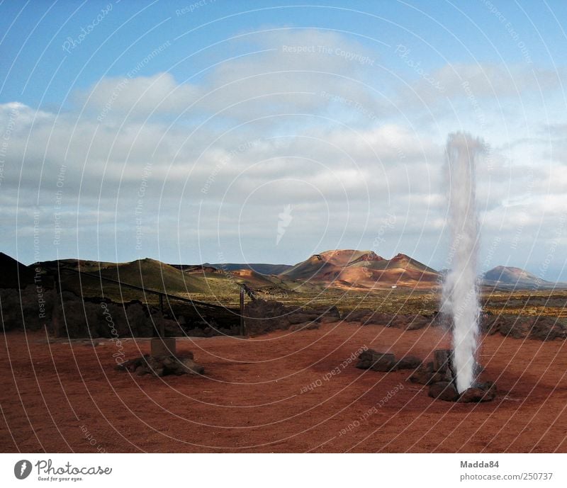 artificial spring - geothermal heat Landscape Water Sky Clouds Mountain Volcano Fuerteventura Island Deserted Sand Exceptional Exotic Free Adventure Loneliness