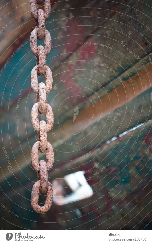 anchor chain Navigation Fishing boat On board Wood Metal Old Hang Authentic Apocalyptic sentiment Decline Transience Anchor chain Chain Chain link Rust Plank