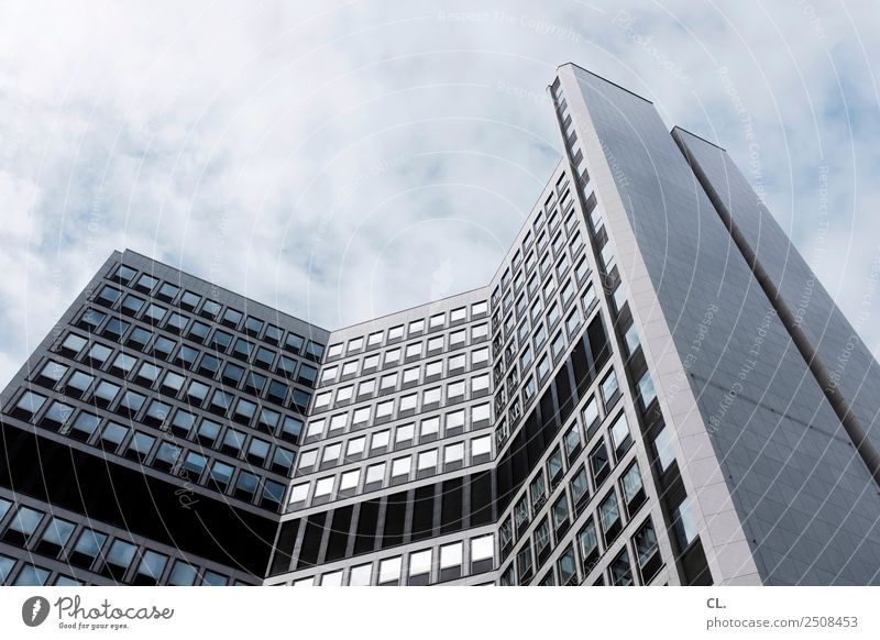 office building, food Office Economy Construction site Business Company Sky Clouds Beautiful weather Essen Town Downtown Deserted High-rise Bank building