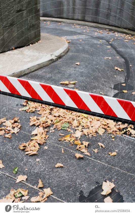 barrier Autumn Parking garage Transport Traffic infrastructure Street Lanes & trails Road sign Control barrier Red White End Break Perspective Stagnating Bans