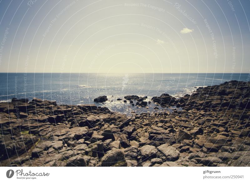 into the blue Environment Nature Landscape Elements Earth Water Sky Summer Weather Beautiful weather Waves Coast Beach Ocean Island Bright Cornwall England