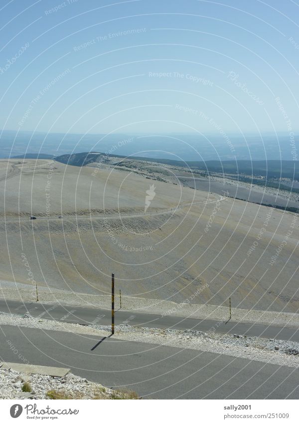 Mountain of the highest category Summer Landscape Beautiful weather Mont Ventoux France Provence Southern France Pass Winding road Gigantic Loneliness