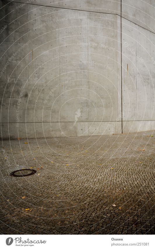 Jewish Museum Concrete Wall (building) Wall (barrier) Architecture Structures and shapes Gray Cobblestones Seam Deserted Expressionless Gloomy Monochrome