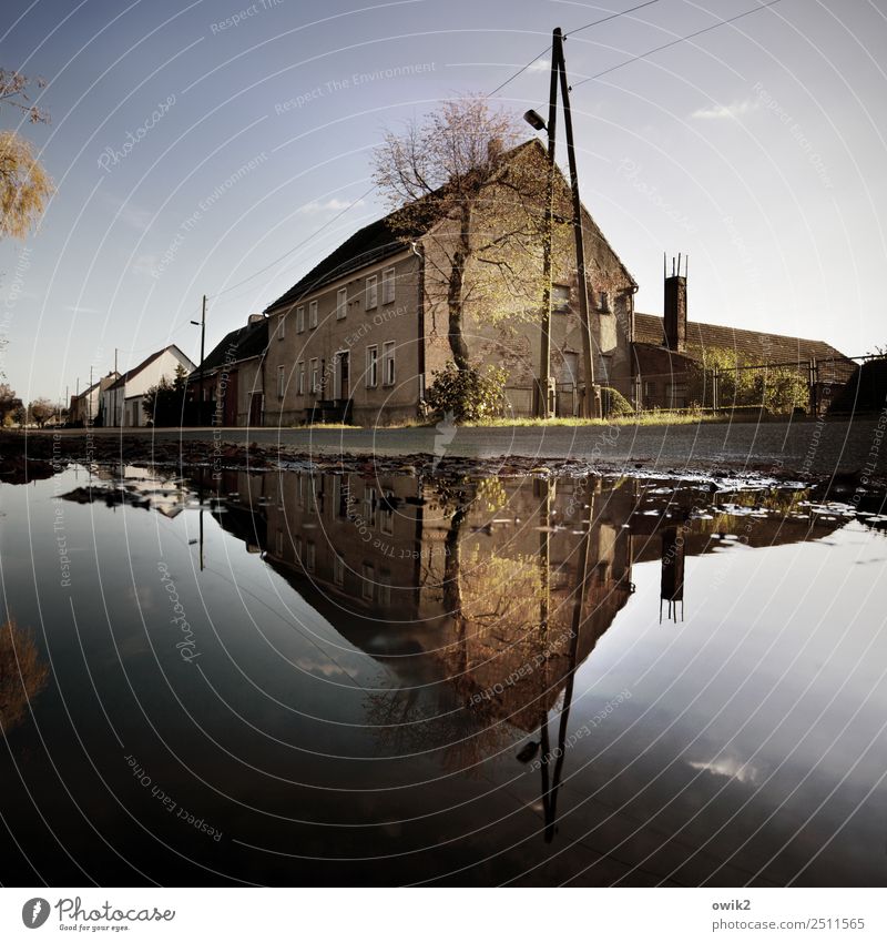 double house Water Sky Clouds Horizon Beautiful weather Tree Village House (Residential Structure) Building Wall (barrier) Wall (building) Facade Window Door