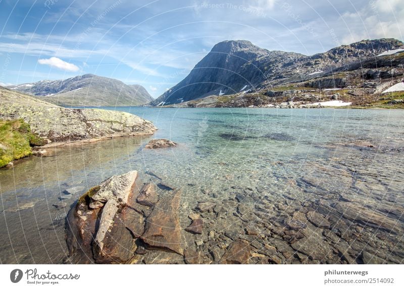 Alpine lake in Norway without people with snow in the background Leisure and hobbies Fishing (Angle) Vacation & Travel Tourism Trip Adventure Far-off places