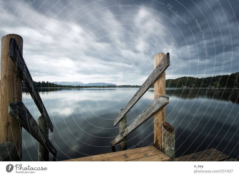 summer leaving Vacation & Travel Trip Summer Nature Landscape Water Sky Clouds Mountain Lakeside Relaxation Far-off places Storm Footbridge Wood Dark Bavaria