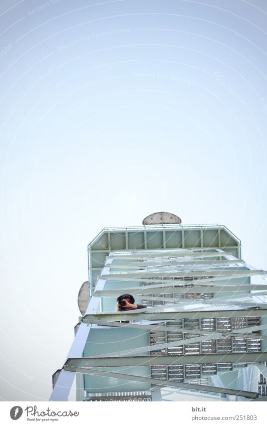 [CHAMANSÜLZ] The Tower Photographer Head 1 Human being Sky Cloudless sky Weather Beautiful weather Architecture Looking Above Blue Beginning Effort Loneliness