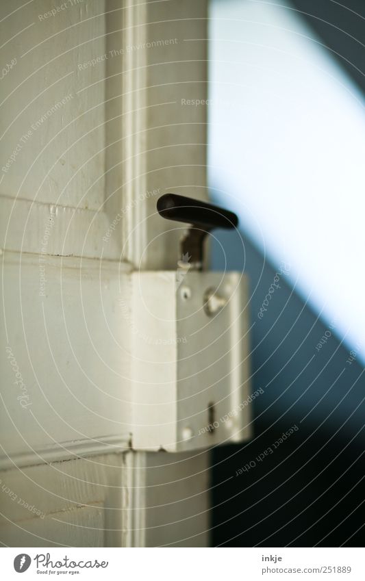 old wooden door II House (Residential Structure) Door Roof Attic Door handle Door lock Wood Metal Old Dark Sharp-edged Cold Blue Gray Black White Moody