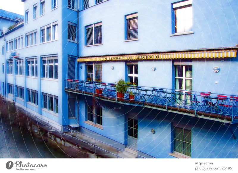 blue house House (Residential Structure) Balcony Inn Window Architecture Blue Loneliness