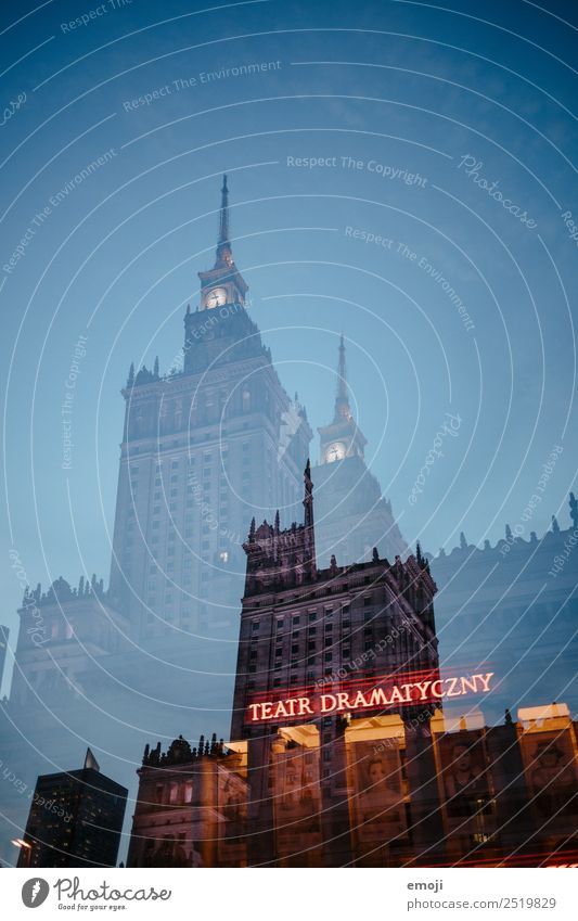 Warsaw I Town Capital city Downtown High-rise Tourist Attraction Exceptional Warszaw Theatre Double exposure Colour photo Exterior shot Experimental Abstract