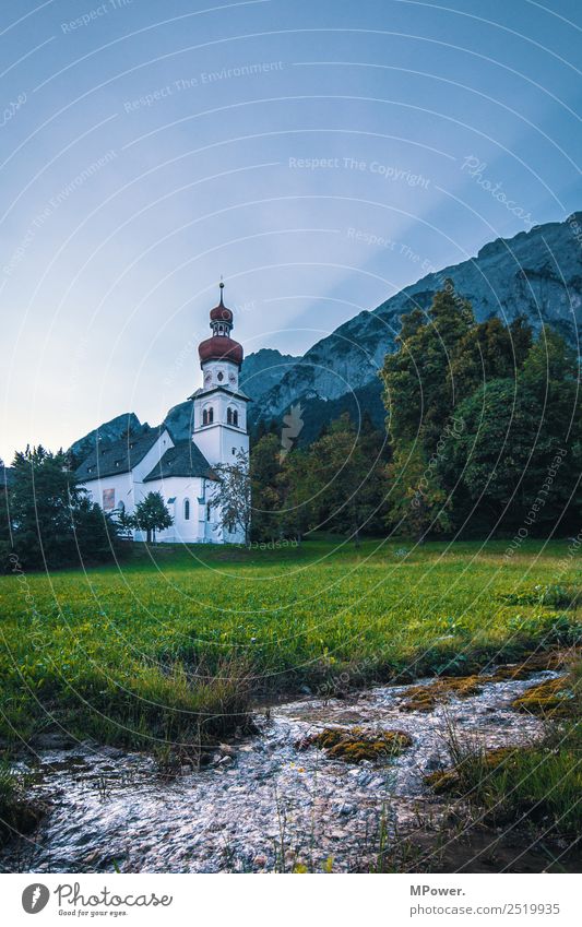 the church in the village... Landscape Beautiful weather Park Meadow Village Church Religion and faith Catholicism Parish church Parish hall Brook Alps Austria