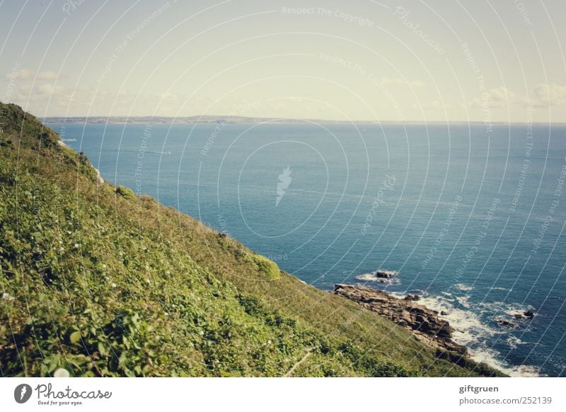 coastline Environment Nature Landscape Plant Elements Earth Water Sky Horizon Summer Beautiful weather Foliage plant Meadow Hill Rock Waves Coast Bay Ocean