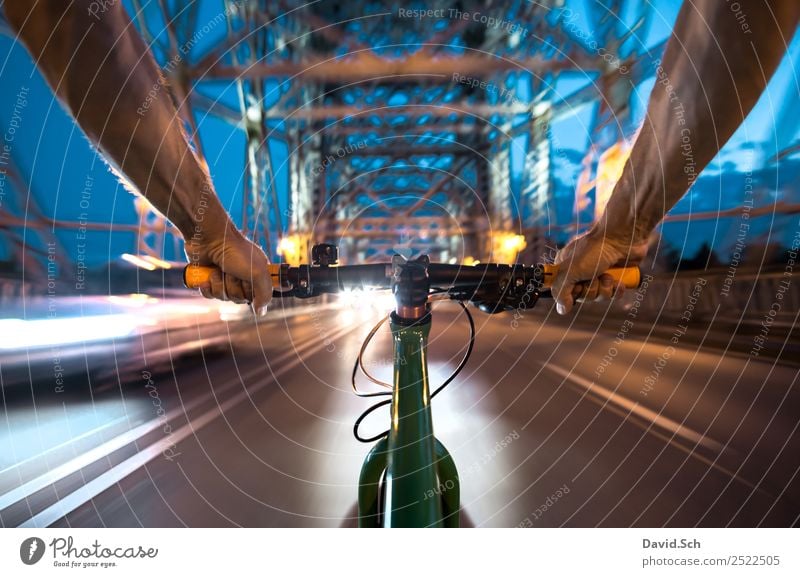 cyclist's perspective Lifestyle Cycling Bicycle Man Adults Arm Hand 1 Human being Dresden Bridge Tourist Attraction Transport Means of transport