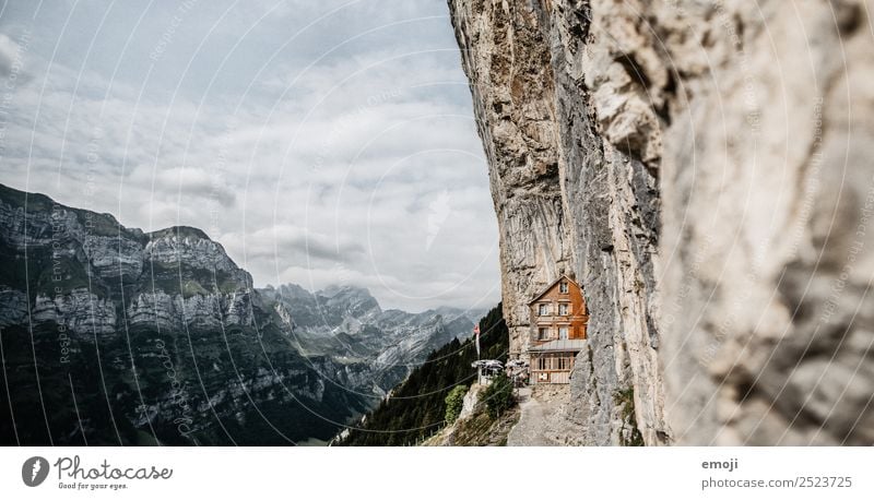 Aescher-Wildkirchli Environment Nature Sky Summer Beautiful weather Rock Alps Mountain Hut Tourist Attraction Exceptional Famousness asher wildkirchli