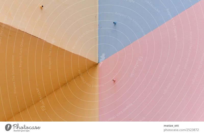 Fünffarbenviereck Architecture Deserted House (Residential Structure) Building Wall (barrier) Wall (building) Facade Blue Yellow Orange Pink Multicoloured